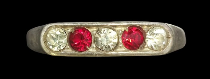 Unusual ca. 1940 W. FREY & CO Germany 835 Silver & Gemstone Designer Ring
