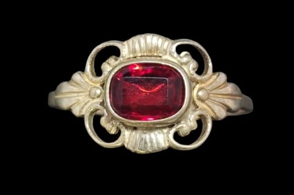 Beautiful Vintage ca. 1940 W. FREY & CO Germany 835 Silver & Gemstone Designer Ring