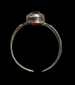Beautiful ca. 1940 W. FREY & CO Germany 835 Silver Designer Ring With Oval Shaped Red Stone