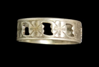 Charming ca. 1940 W. FREY & CO Germany 835 Silver Designer Ring With Leaf design