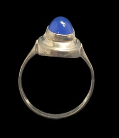 Beautiful ca. 1940 W. FREY & CO Germany 835 Silver & Blue Gemstone Ring