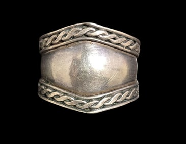 Chunky Vintage Sterling Silve "Cigar Band" Ring