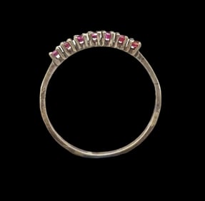 Unusual ca. 1940 W. FREY & CO Germany 835 Silver Ring With Fuchsia stones