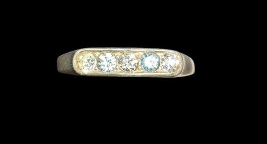 Unusual ca. 1940 W. FREY & CO Germany 835 Silver Ring With Light Blue And Gemstone Stones
