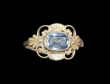 Beautiful ca. 1940 W. FREY & CO Germany 835 Silver & Blue Gemstone Ring