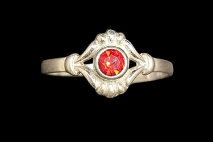 Set of 3 - Beautiful Petit ca. 1940 W. FREY & CO Germany 835 Silver & Red Gemstone Children's Rings