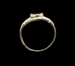 Set of 2 - Beautiful Petit ca. 1940 W. FREY & CO Germany 835 Silver & Heart Shaped Red Gemstone