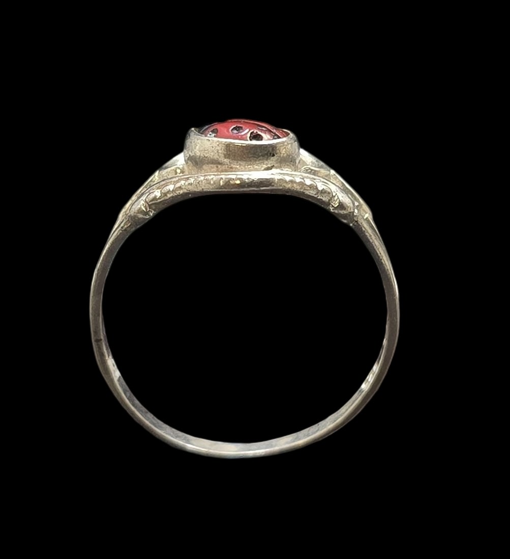 Set of 7 - Beautiful Petit ca. 1940 W. FREY & CO Germany 835 Silver & Lady Bug Enamel Children's (1 of 9)