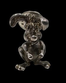 Whimsical Vintage Sterling Silver Rabbit Pin
