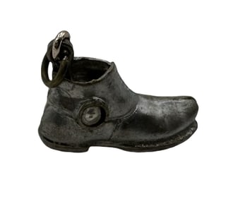 Antique Alpine European 800 Silver & Quartz Rod Hiking Boot Pendant Charm