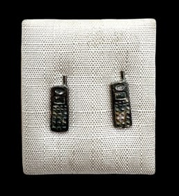 Unusual Vintage Sterling Silver Cell Phone Stud Earrings