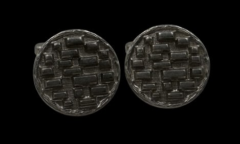 Vintage Mid-Century Modern Brutalist Sterling Silver Cufflinks