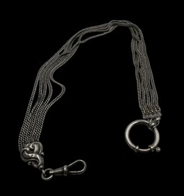 Unusual Antique Sterling Silver Pocket Watch Chain