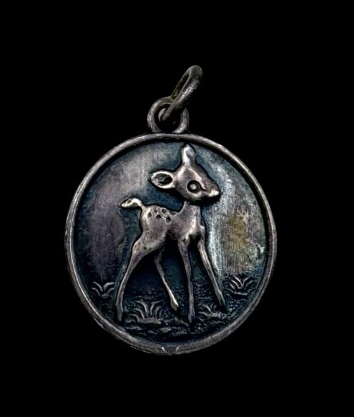 Charming Vintage German 835 Silver Designer Pendant /w Disney Bambi Picture (1 of 3)