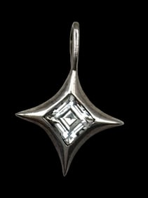 Shining Vintage Sterling Silver & Square Cubic Zirconia Pendant