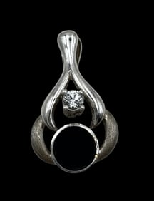 Stunning Vintage Sterling Silver & Gemstone Designer Pendant