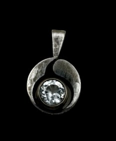 Stylish Vintage KARL LAINE Finland Sterling Silver & Rock Crystal Designer Pendant