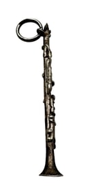 Charming Vintage Sterling Silver Clarinet Instrument Pendant Charm