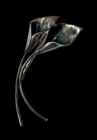 Beautiful Vintage STUART NYE Sterling Silver Calla Lily Brooch Pin