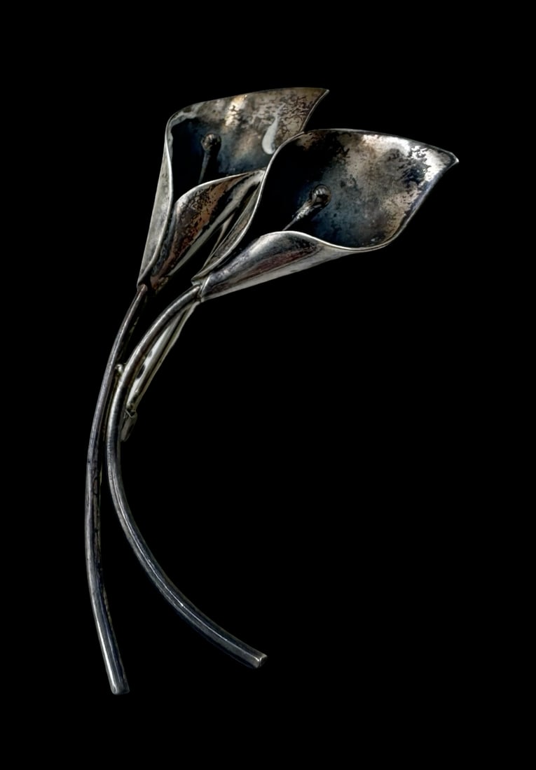 Beautiful Vintage STUART NYE Sterling Silver Calla Lily Brooch Pin (1 of 6)