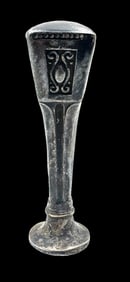 Antique European Art Deco Sterling Silver Wax Seal Stamp /w Engraved Monogram