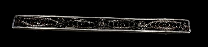 Charming Vintage European 800 Silver Filigree Bar Brooch