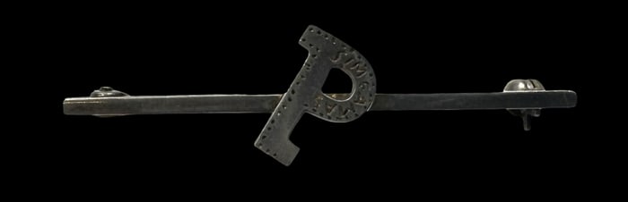 Unusual European 835 Silver Letter "P" Bar Brooch