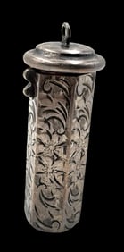 Ornate Vintage European 835 Silver Lipstick Case Pendant