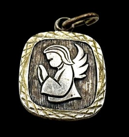 Beautiful Vintage German 835 Silver Angel Pendant /w Engraving "May God Protect You"