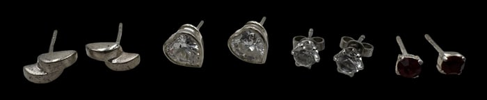 Charming Vintage Set of 4 Sterling Silver Earrings