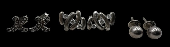 Charming Vintage Set of 3 Sterling Silver Earrings