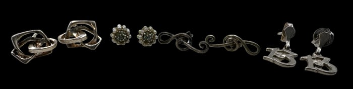 Charming Vintage Set of 4 Sterling Silver Earrings