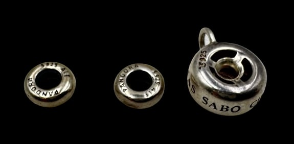 Stylish Set of 3 THOMAS SABO Sterling Silver Pendant Charms