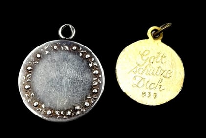 Pair of Vintage European 835 Silver Religious Pendant Charms