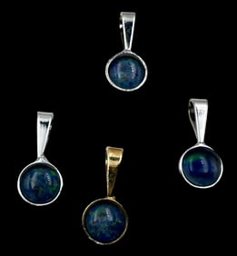 Set of 3 Vintage European 835 Silver & Opal Pendant Charms