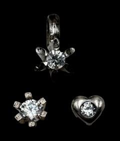 Set of 3 Vintage Sterling Silver & Gemstone Pendants