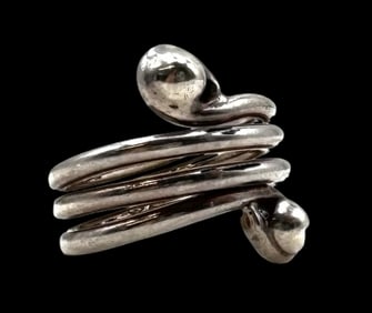 Unusual Vintage Mid-Century Modern Sterling Silver Spiral Ring