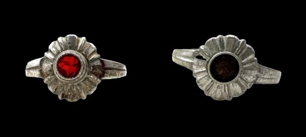 Lot of 2 Vintage ca. 1940 W. FREY & CO Germany 835 Silver & Gemstone Baby Rings