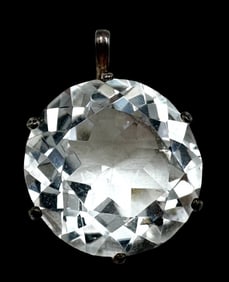 Stylish Vintage European 800 Silver & Clear Gemstone Pendant