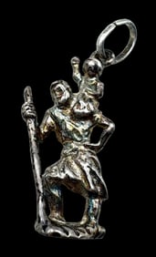 Vintage Sterling Silver Saint Christopher Pendant Charm