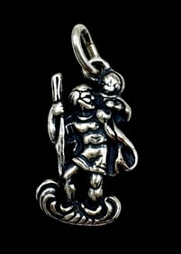 Vintage Sterling Silver Saint Christopher Pendant Charm