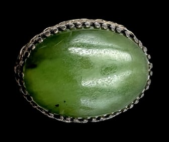 Vintage Sterling Silver & Green Gemstone Ring