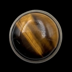 Vintage Mid-Century Modern European 830 Silver Ring with Tiger's Eye Gemstone