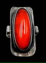 Vintage Mid-Century Modern Sterling Silver & Amber Ring