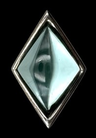 Very Unusual Vintage Sterling Silver & Lab Grown Erinite Designer Ring