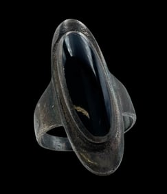 Vintage Mid-Century Modern Sterling Silver & Black Onyx Ring