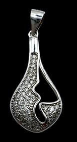 Vintage Sterling Silver & Clear Rhinestone Pendant