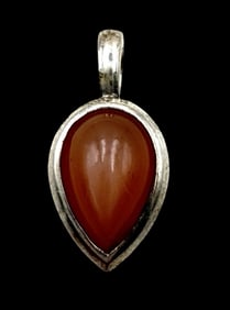 Vintage Mid-Century Modern Sterling Silver & Carnelian Pendant