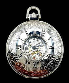 Vintage ALFONS DOLLER Germany Silver Metal Pocket Watch