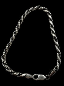 Heavy Vintage Sterling Silver Twisted Rope Bracelet